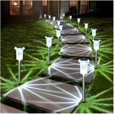 Solar Lights Outdoor 10 Pack Waterproof 6000K Cold White LED Stainless Steel Stake for Pathway Yard Garden Driveway Solar Powered outside Decor